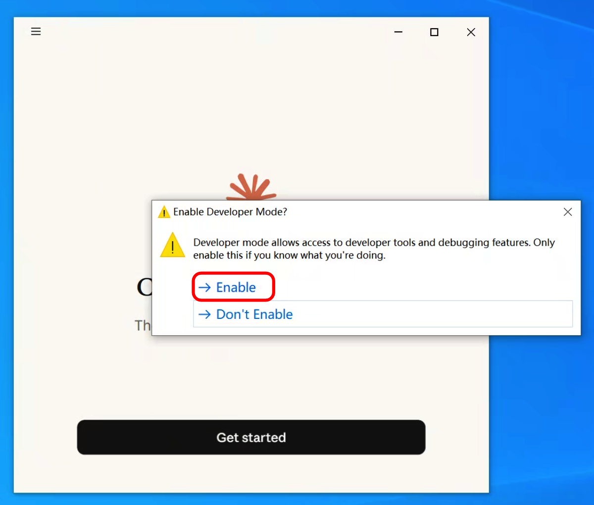 确认启用 Developer Mode